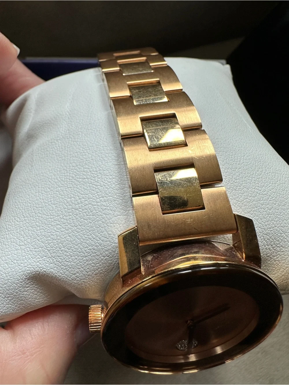 Movado Rose Gold-Tone Dial Steel Strap Watch